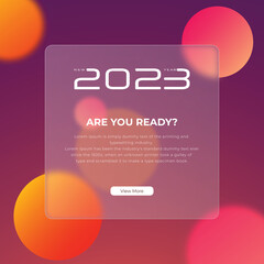 New Year 2023 Social Media Post Design Glassmorphism Concept Premium Vector