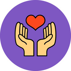 Hand With Heart Multicolor Circle Filled Line Icon