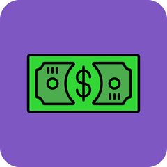 Banknote Multicolor Round Corner Filled Line Icon