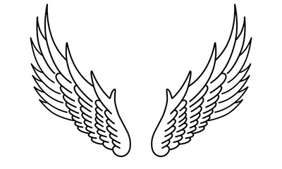 vector angel wings line art style