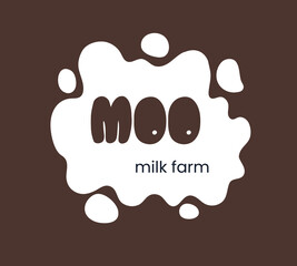 Farm milk logo in abstract style on brown background. Agriculture business concept. Vector template. Symbol, logo illustration. Graphic element. Vector background.