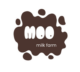 Brown farm milk logo in abstract style on white background. Agriculture business concept. Vector template. Symbol, logo illustration. Graphic element. Vector background.