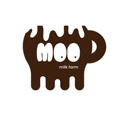 Brown farm milk logo in abstract style on white background. Agriculture business concept. Vector template. Symbol, logo illustration. Graphic element. Vector background.