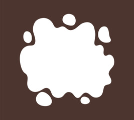 Milk splash icon. Chocolate on brown background. Vector illustration. Natural background. Sweet food. Organic dark chocolate.