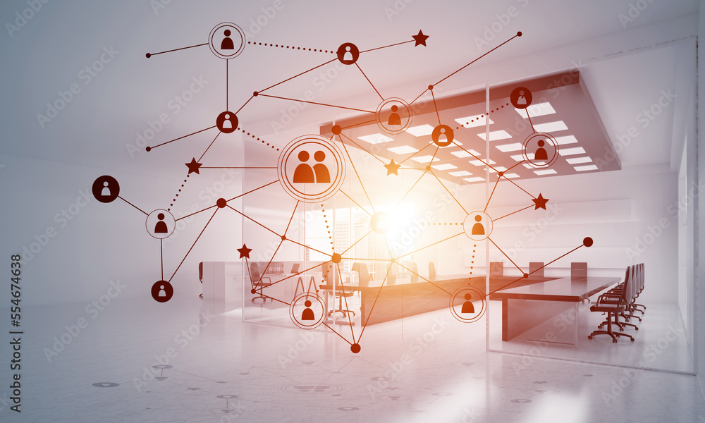 Poster networking and wireless connection as concept for effective modern business
