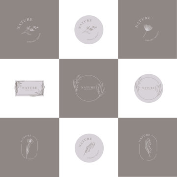 Set logo natural organic beauty