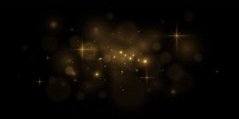 Glowing light effect with lots of shiny particles, on a black background.