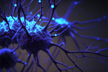 Neural Network, Brain Synapses, Nerve Systems, generative AI - obrazy, fototapety, plakaty