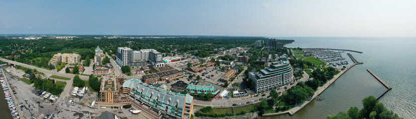 Fototapeta na wymiar Aerial panorama of the Bronte area of Oakville, Ontario, Canada