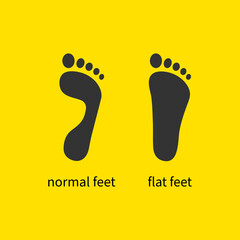 Flat feet and healthy foot logo - obrazy, fototapety, plakaty