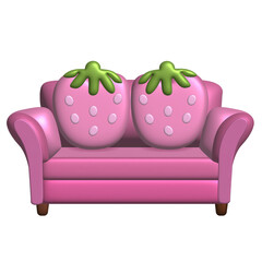 Pink Polka dots 3D models sofa Isolated on white background