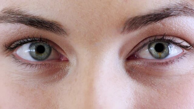 Eyes, surprise and microblading with contact lens and vision, shocked with comic and playful. Eyes, optical and optometry zoom, wow with retina and ophthalmology. Eye health, cosmetic lens and makeu