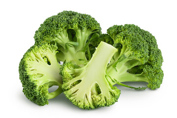 fresh broccoli isolated on white background close-up with full depth of field.