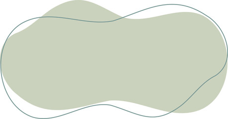 Green organic shape. Abstract amoeba blots in minimal trendy design with outline circles. Forms for poster story frames. 