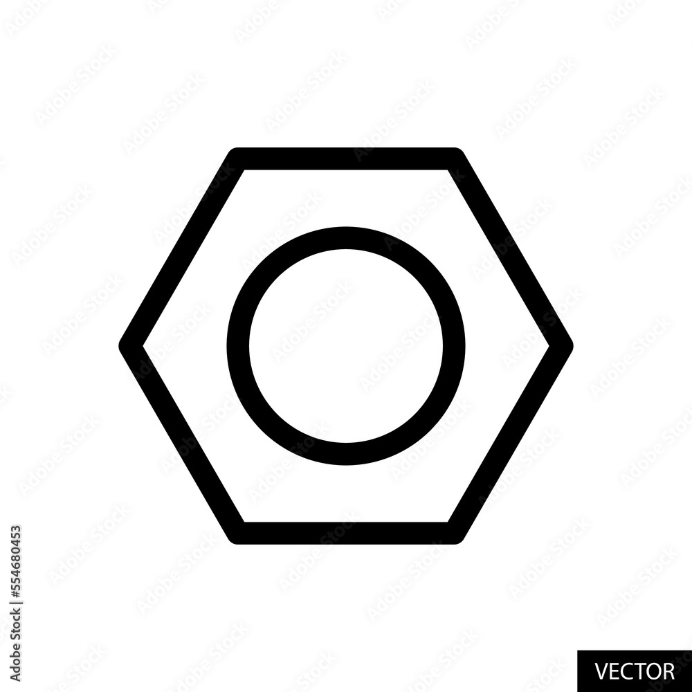 Poster bolt nut, settings button vector icon in line style design for website, app, ui, isolated on white b