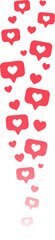 Flying hearts stream. Love likes emotions for social media. Positive reaction and feedback. 
