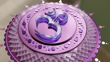 A 3D illustration of the purple, 7th crown chakra (Sahasrara).