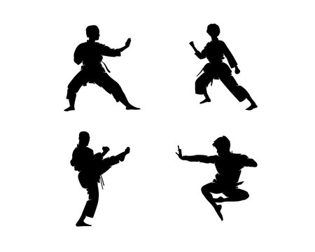 Martial art logo silhouette collection set