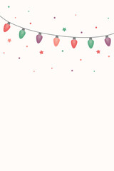 Colourful hand drawn cord of lights. Christmas background with copyspace. Vector illustration