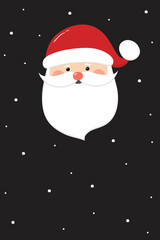 Design of a funny Santa Claus. Christmas background with ornaments. Vector illustration