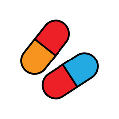 tablets pills icon illustration. Outline color icon style. icon related to healthcare and medical. Simple vector design editable