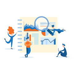 Teamwork, organizer with infographics