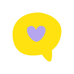 yellow speech bubble violet heart love valentine