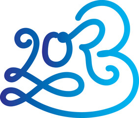 2023 Gradient typography logo design. Happy new year 2023 Lettering  
