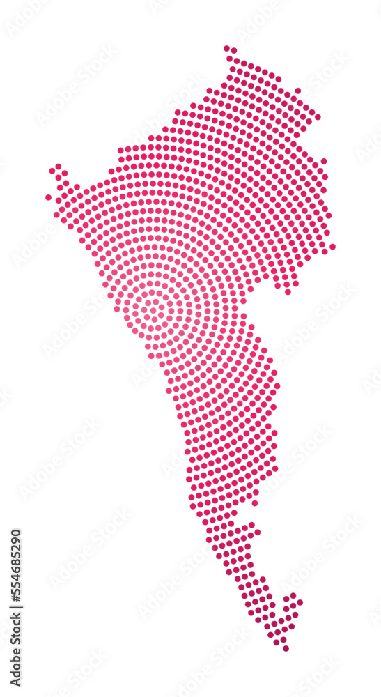 Poster coron island dotted map. digital style shape of coron island. tech icon of the island with gradiente