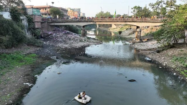 water pollution in bangladesh. karatoa river pollution, bogura, rajshahi , bangladesh 