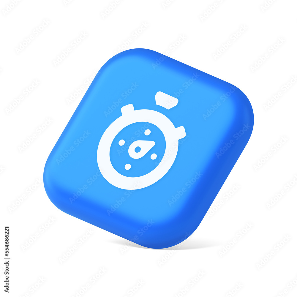 Aufkleber stopwatch button timer speed time counting application panel interface 3d realistic isometric icon