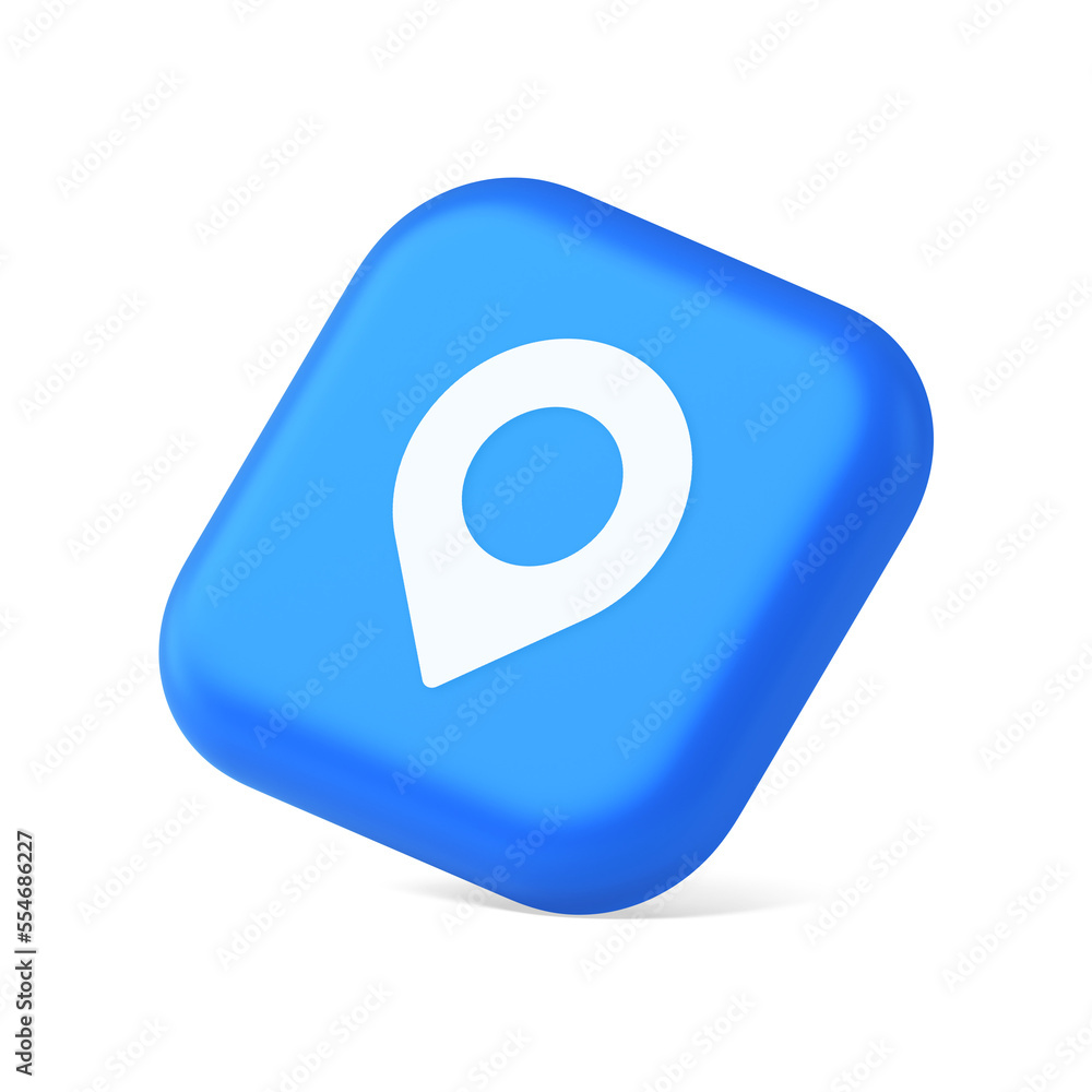 Poster gps map pin location service button application direction distance pointer 3d realistic isometric ic