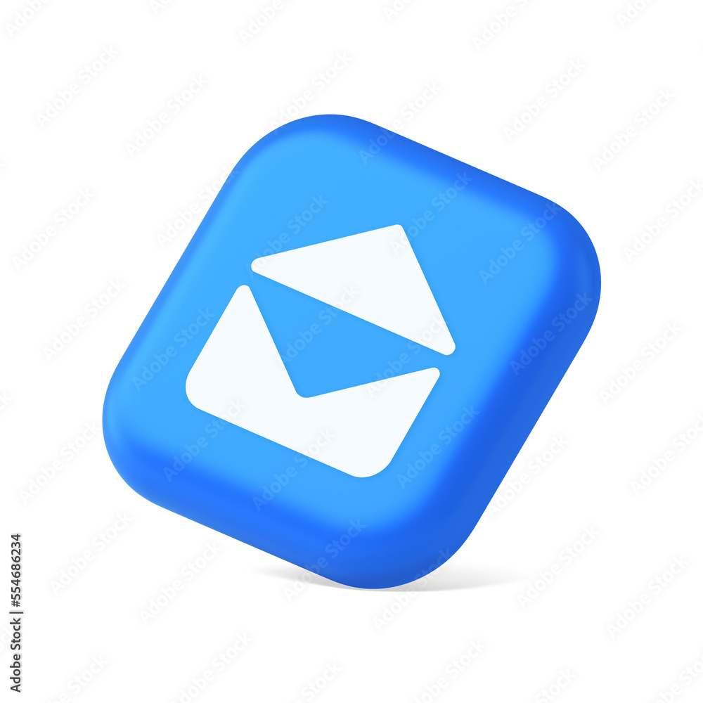 Poster email open envelope letter received incoming message button 3d realistic isometric icon