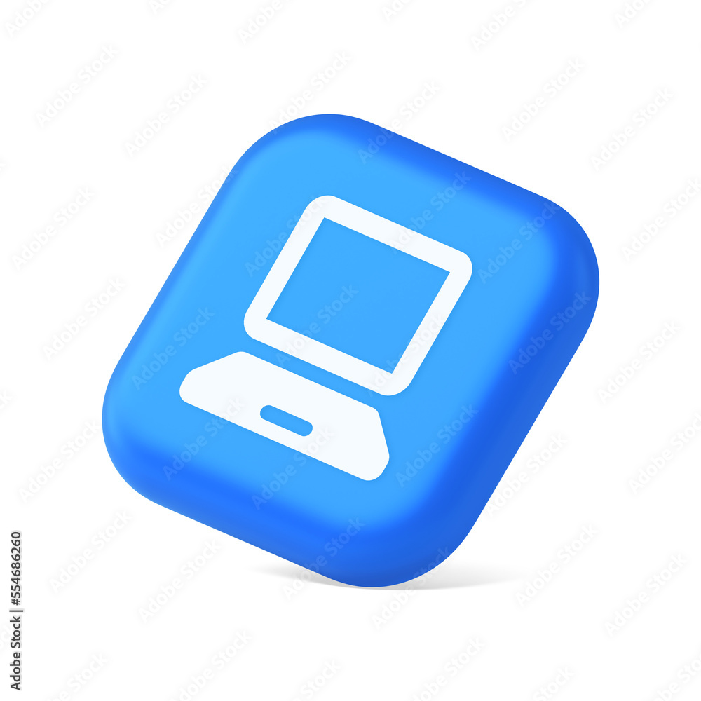Poster computer network connection button digital information browsing 3d realistic isometric icon