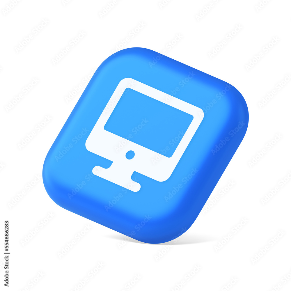 Poster Computer monitor connection button cyberspace digital technology 3d realistic isometric icon