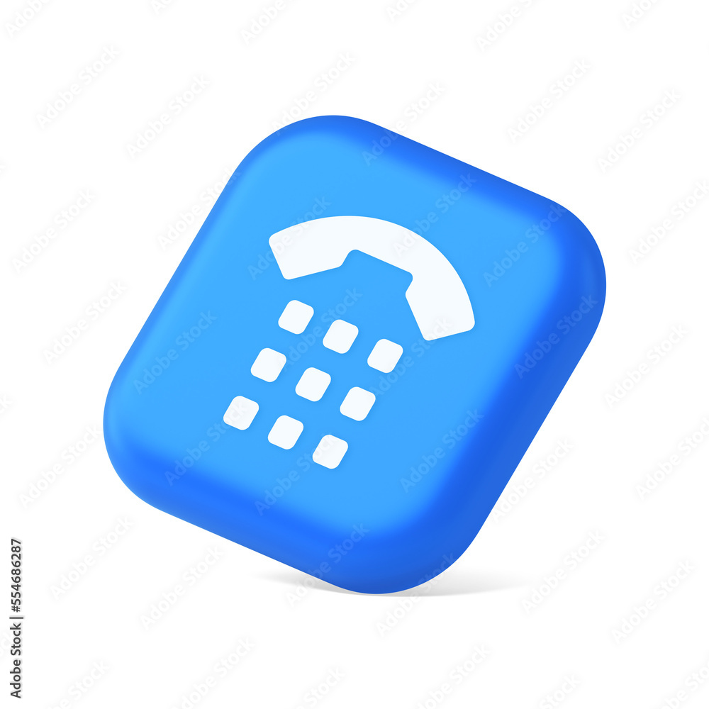 Poster phone call button application handset mobile contact communication 3d realistic isometric icon