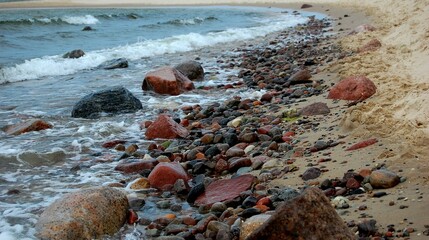 kamienie, plaża, plaża kamienista, kolorowe kamienie, brzeg morza, Bałtyk, morze, wybrzeże,...