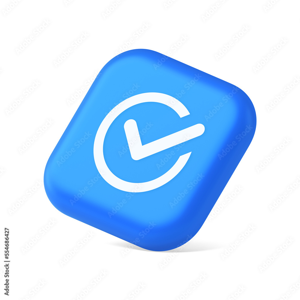 Poster checkmark in circle done approved button ok acceptance positive vote enter 3d realistic isometric ic