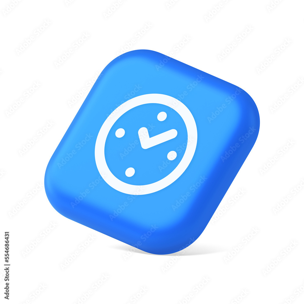Aufkleber watch time control button alarm clock deadline checking web app design 3d realistic isometric icon
