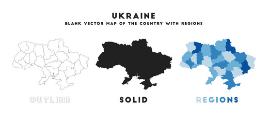 Ukraine map. Borders of Ukraine for your infographic. Vector country shape. Vector illustration.