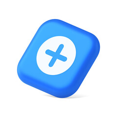 Obraz premium Plus add button mathematical addition symbol 3d realistic isometric icon