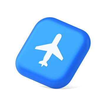 Airplane online check in button digital service passenger registration 3d realistic isometric icon