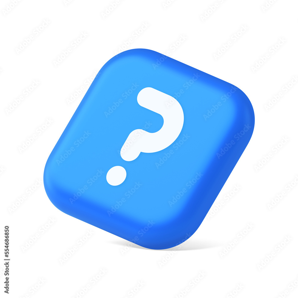 Poster question mark button advise attention answer faq point internet info support 3d isometric icon