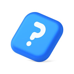 Question mark button advise attention answer FAQ point internet info support 3d isometric icon