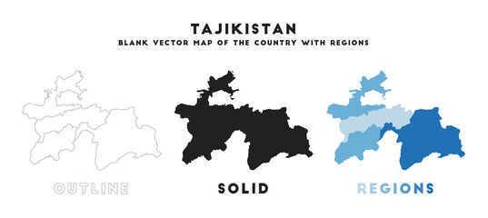 Tajikistan map. Borders of Tajikistan for your infographic. Vector country shape. Vector illustration.