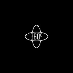 360 degrees icon isolated on dark background