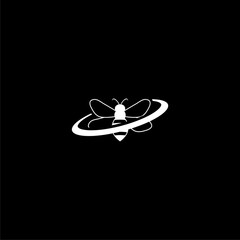 Bee circle logo icon isolated on dark background