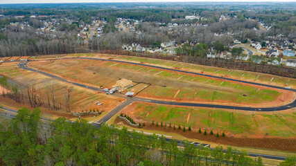 House under construction in a new real-estate development neighborhood 