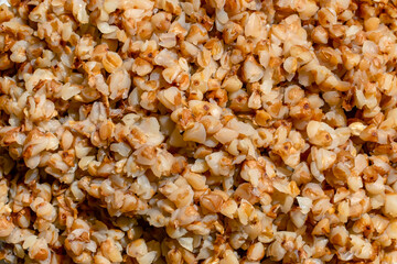 boiled buckwheat porridge close-up background horizontal photo