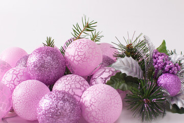 Christmas tree balls on a white background. Decoration for Christmas